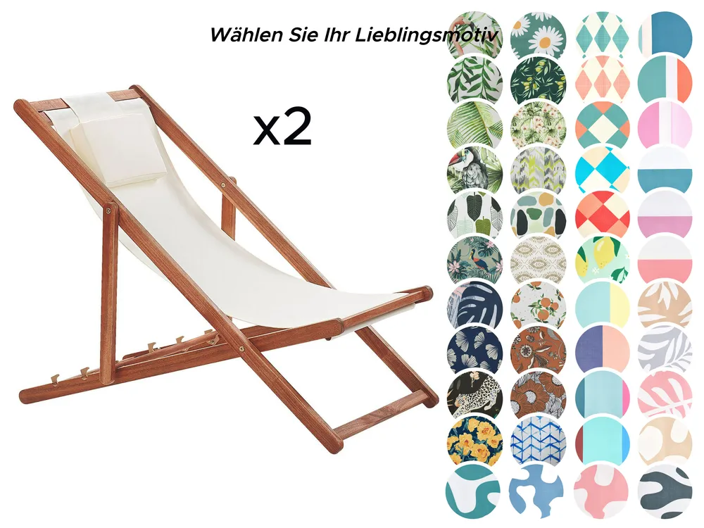 Set mit 2 klappbaren Liegestühlen AVELLINO mit Ersatzstoffen Akazienholz Dunkelbraun_860239