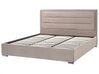Zamatová posteľ s úložným priestorom 180 x 200 cm sivobéžová ROUEN_843853