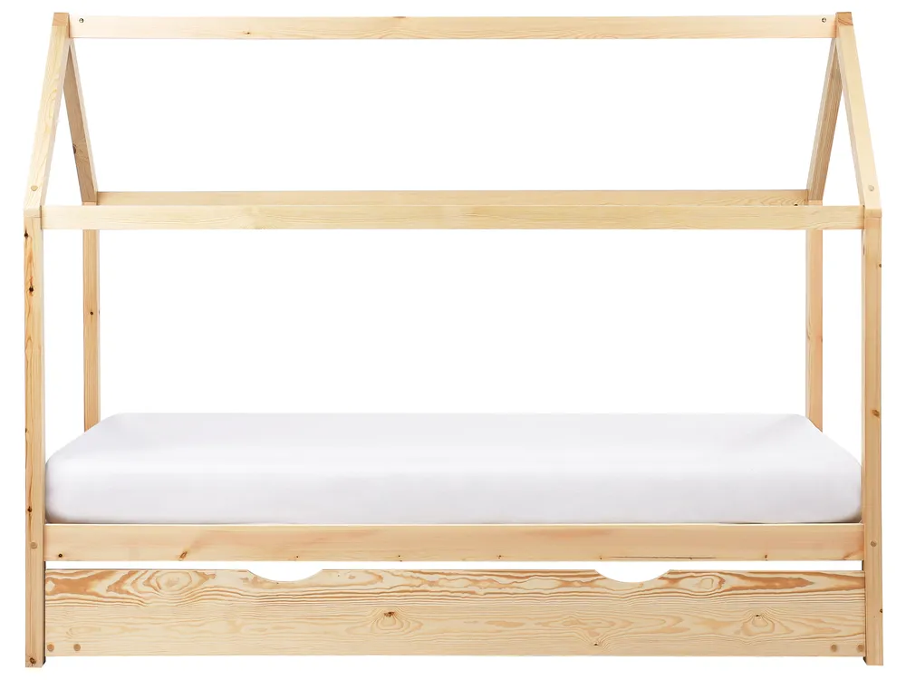 Kids Trundle Bed Pine Wood CRILLON 90 x 200 cm (EU Single) Light Brown_961893
