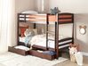 Dřevěná patrová postel s úložným prostorem 90 x 200 cm tmavé dřevo REGAT_877126