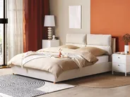 Ottoman Bed BATILLY Velvet Light Beige 160 x 200 cm (EU King Size)_830103