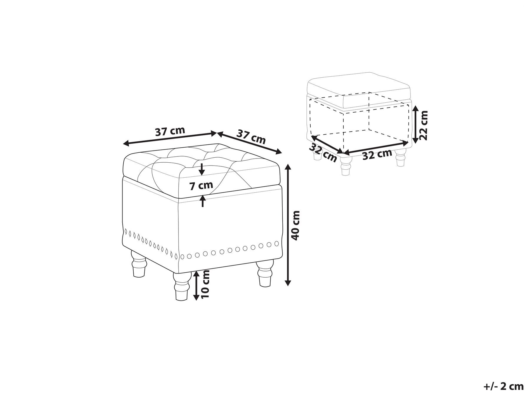 Velvet Footstool with Storage Black LORETTO_844081