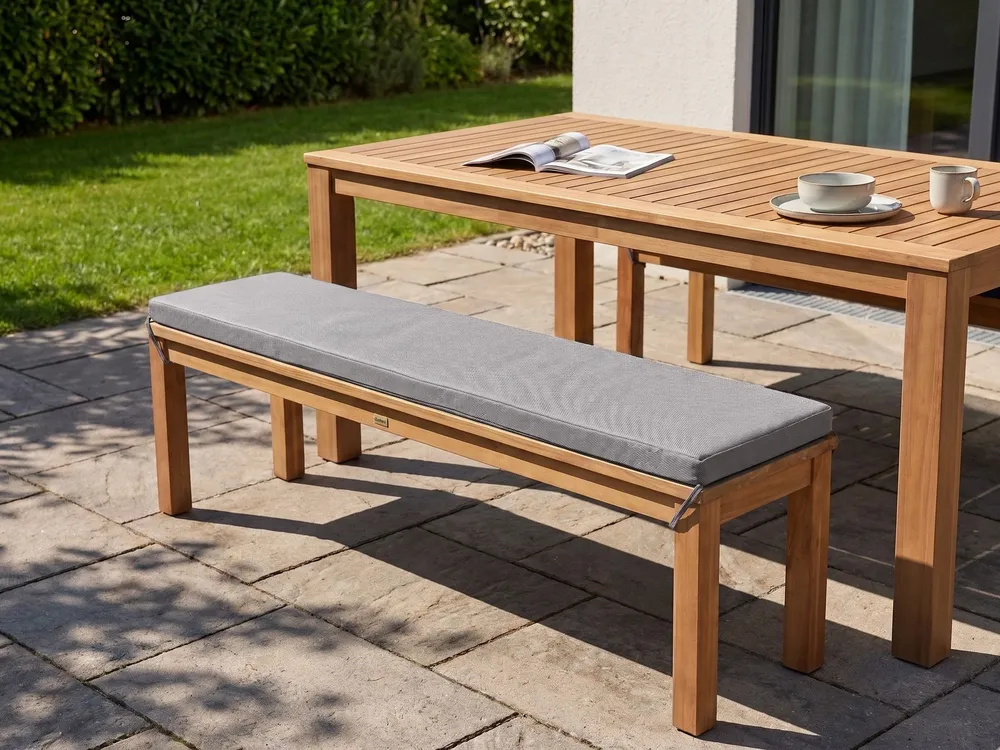 Garden Bench with Cushion MONSANO 170 cm Eucalyptus Wood Grey