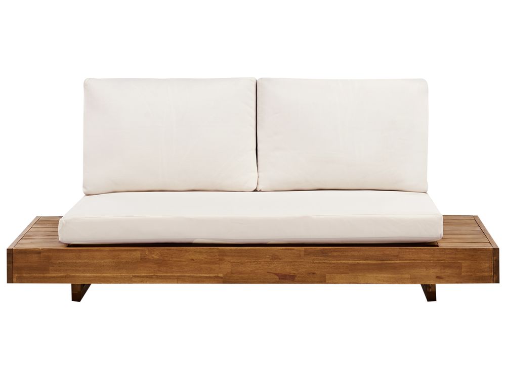 Sofá de jardín 2 plazas MARETTIMO Madera de acacia certificada Blanco crema