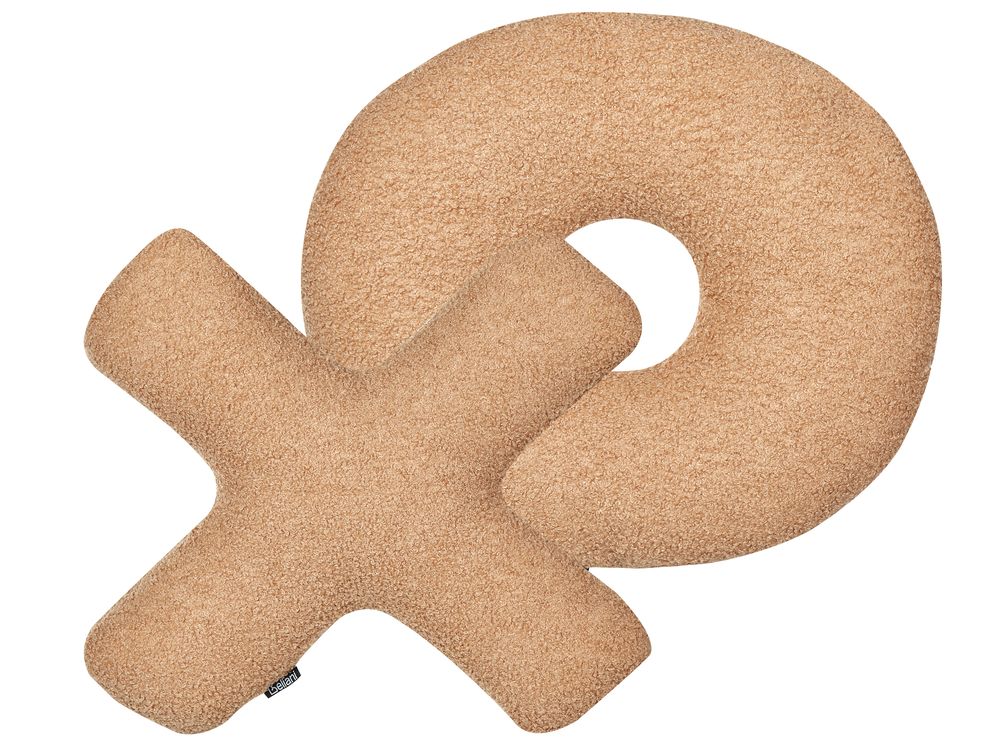 Dekokissen 2er Set HESPERIS Bouclé Hellbraun Ohne Muster