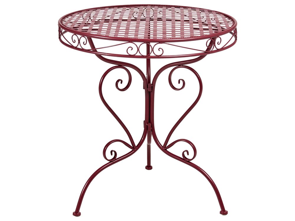 Table bistrot ALBINIA 70 cm 70 cm Métal Rouge Bordeaux