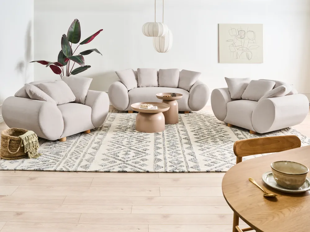 Sofa 2 Seater RINGEL Fabric Light Beige_1025381