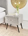 1 Drawer Bedside Table FLAYAT Corduroy Light Grey