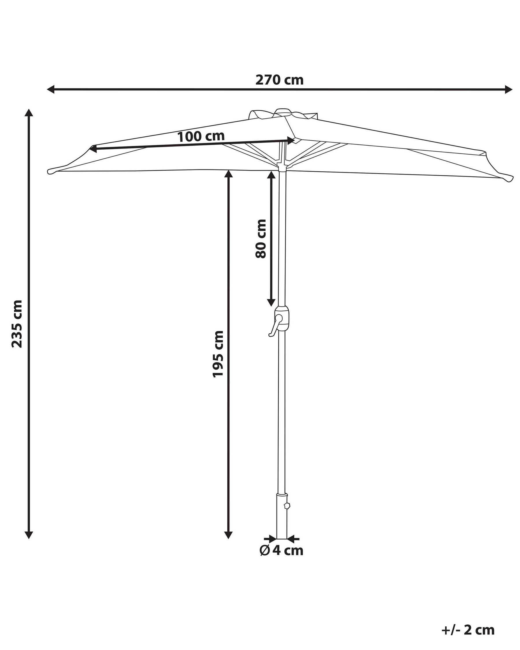 Half-Round Garden Parasol 2.7m Black GALATI_829821