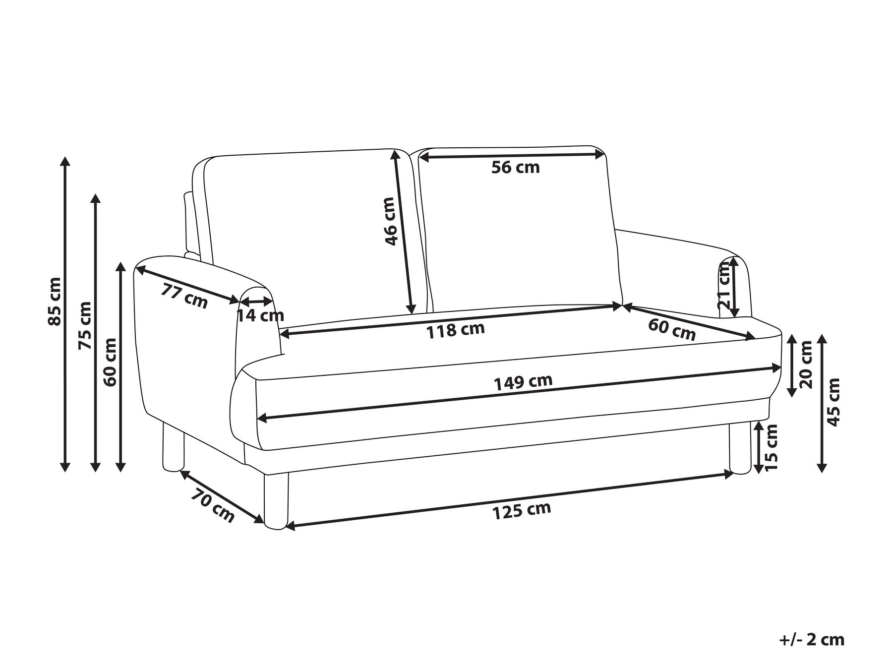 Sofa 2 Seater TUVE Fabric Off-White_911561