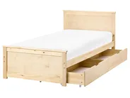Bed with 2 Drawers DAUPHIN Pine Wood Light Brown 90 x 200 cm (EU Single)_1059763