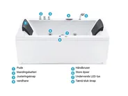 Hjørne-boblebad med LED VARADERO 183 x 90 cm Hvid Venstrevendt_787093