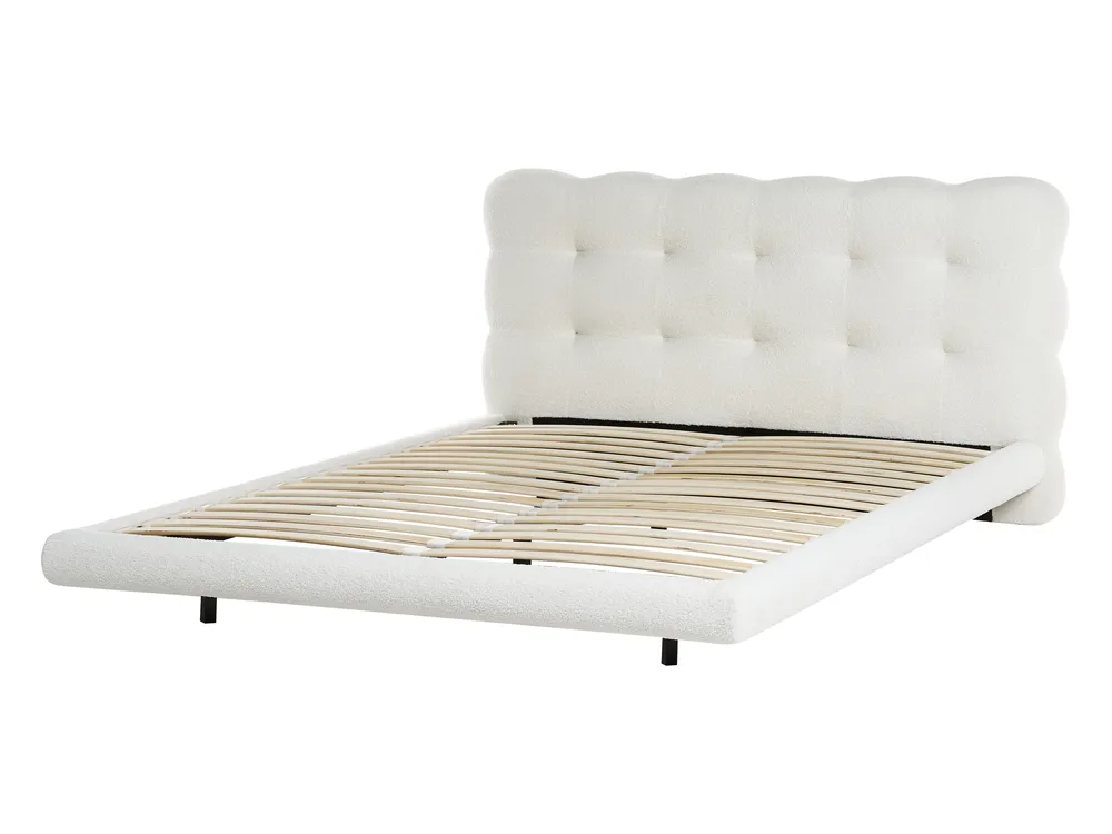 Bett mit Lattenrost Bouclé SOULISSE 140 x 200 cm Cremeweiß_1129881