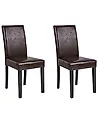 Set of 2 Dining Chairs BROADWAY Faux Leather Dark Brown