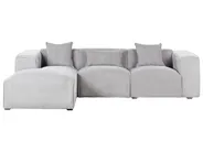 Corner Sofa 3 Seater DOLVA Corduroy Light Grey Right Hand_976307