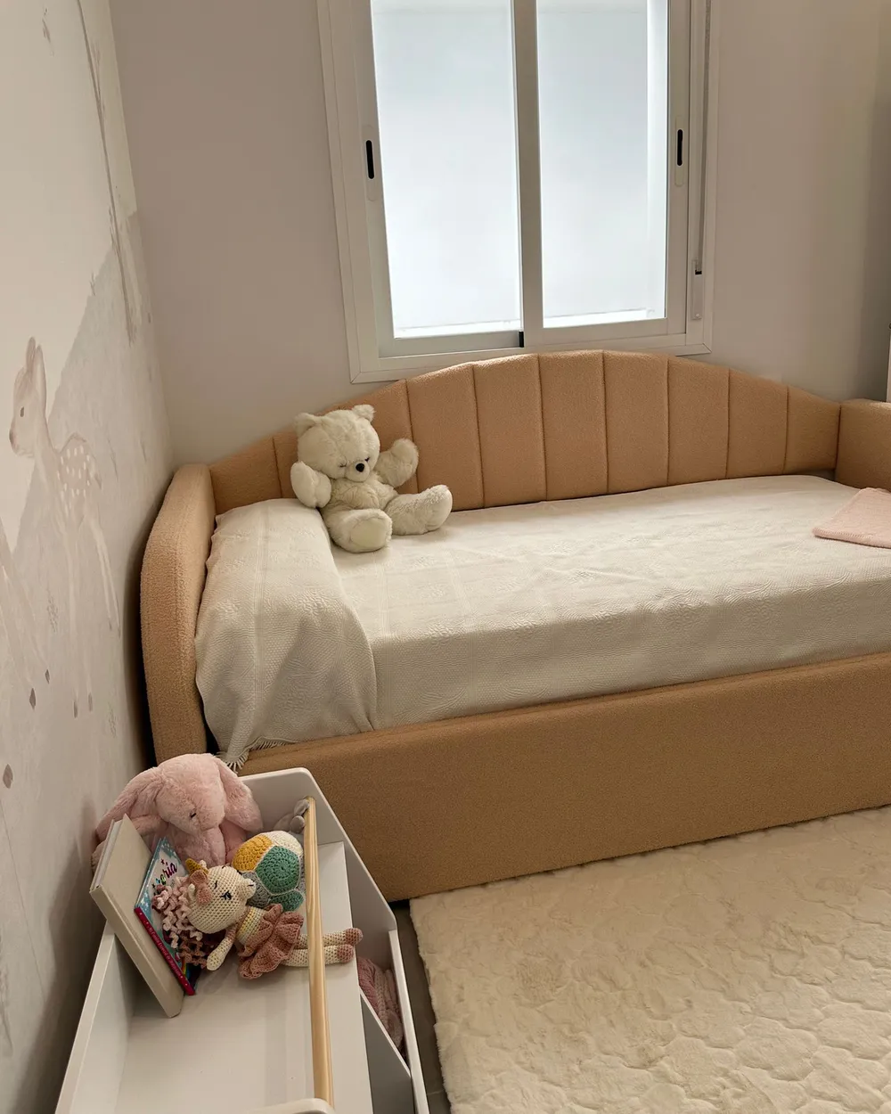 Trundle Bed Boucle EYBURIE 90 x 200 cm (EU Single) Peach Pink_942663