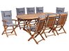 8 Seater Acacia Wood Garden Dining Set with Grey Cushions MAUI II_926703