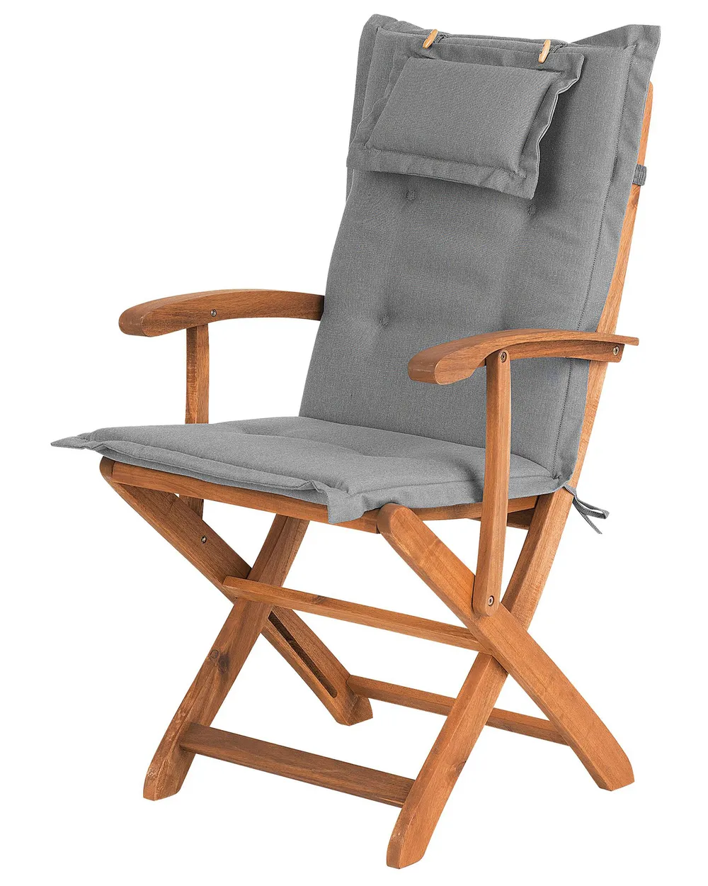 Set of 2 Garden Chairs with Cushions MAUI Acacia Wood Grey_755740