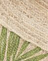 Round Area Rug Leaf Pattern ⌀ 140 cm Beige with Green BUGAY_793653