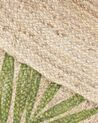 Tapis en jute ⌀ 140 vert / beige motif feuillage BUGAY_793653