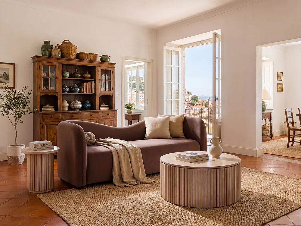Sofa dla 3 osób VELTADA Welur Ciemnobrązowy_1156508