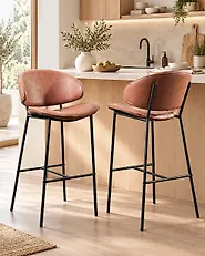 Set mit 2 Barstühlen KIANA Kunstleder Braun_1175073