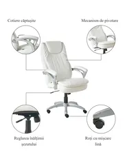 Scaun executiv CHIEF Piele ecologică Alb-murdar_995312
