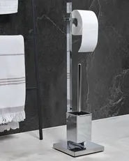 Stojak na papier toaletowy ze szczotką ULAPES Metal Srebrny_874054
