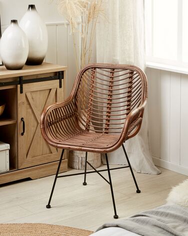 Rattan Accent Chair Black CANORA Beliani
