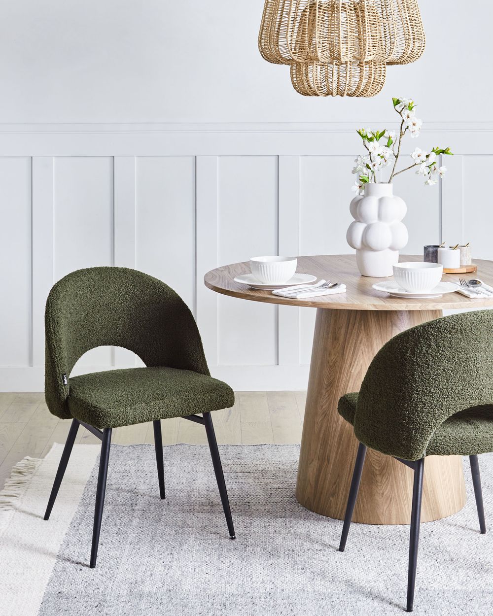 Set de 2 scaune dining ONAGA Boucle Verde închis
