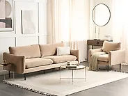 Conjunto de sala de estar 4 plazas VINTERBRO Terciopelo Beige_1187183