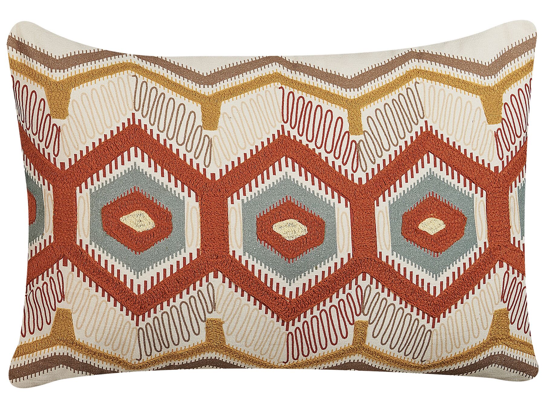 Coussin en coton à motif géométrique multicolore brodé 40 x 60 cm MAJRA_829324