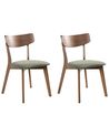 Set of 2 Dining Chairs HOLLY Wood Dark Brown/ Green