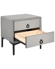 Comodino 2 cassetti SEZANNE Velluto Grigio chiaro_795403