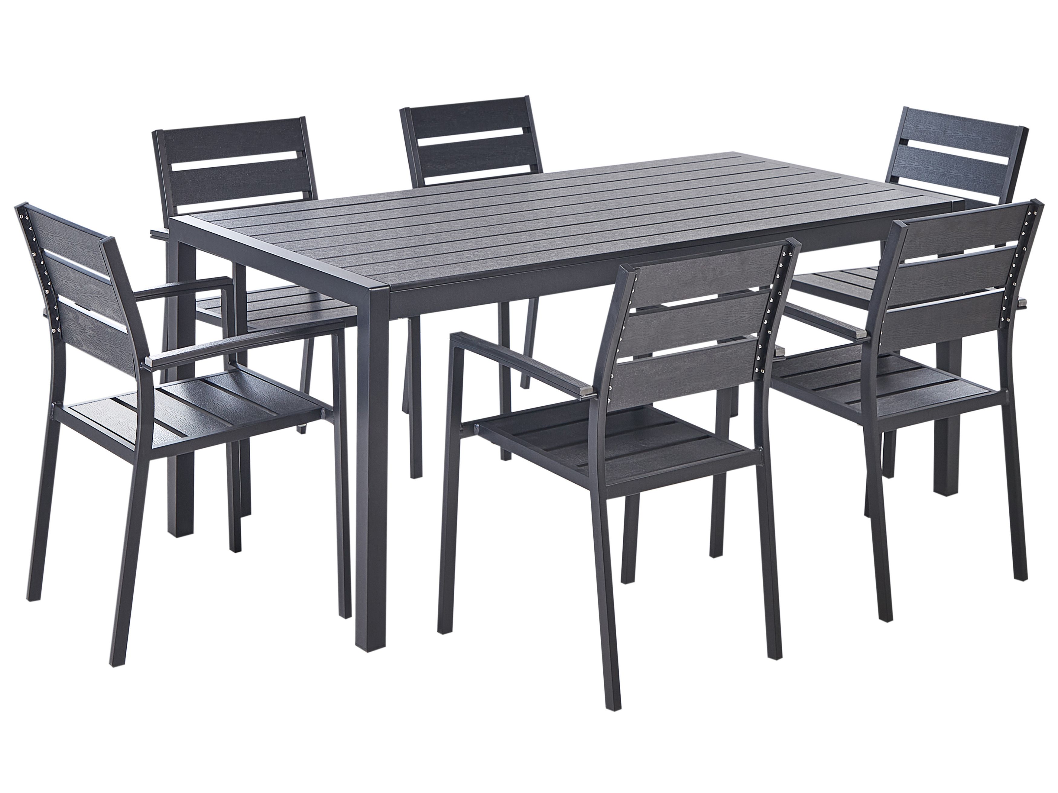 Gartenmöbel Set Aluminium schwarz 6Sitzer VERNIO Beliani.de