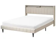 Łóżko LED BEAULIEU Beżowy 160 x 200 cm Z portem USB ze schowkiem_993531