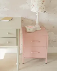 2 Drawer Bedside Table MALAVI Metal Pink_822805