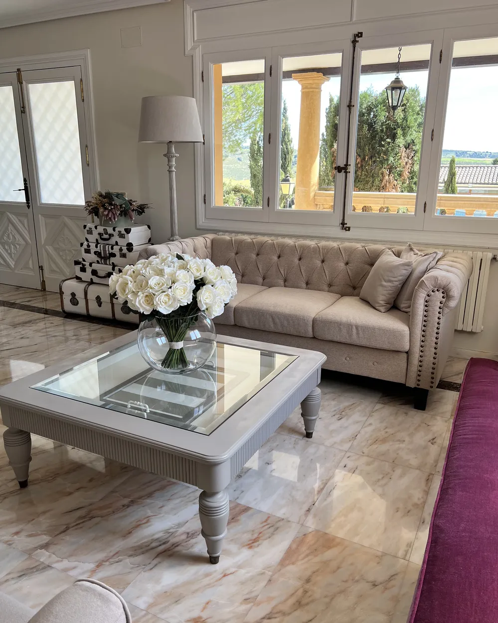 Divano 3 posti CHESTERFIELD Tessuto Beige_932820