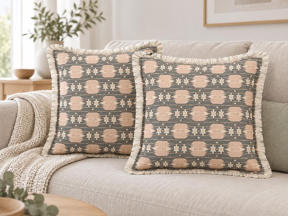 Set di 2 cuscini DIANTHUS 60 x 60 cm Multicolore Trama geometrica
