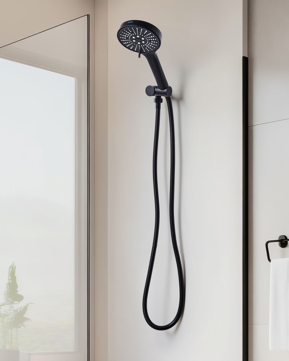 Shower Head and Hose Kit MAPIRI 6-function Black