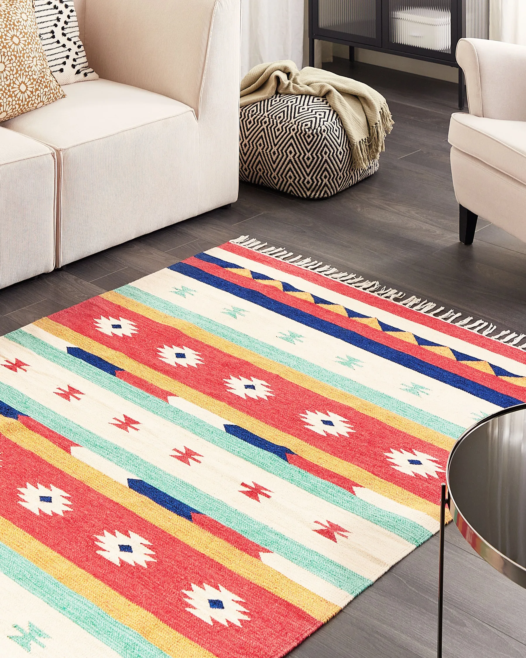 Tappeto MARGARA Multicolore 140 x 200 cm Kilim Cotone_869752
