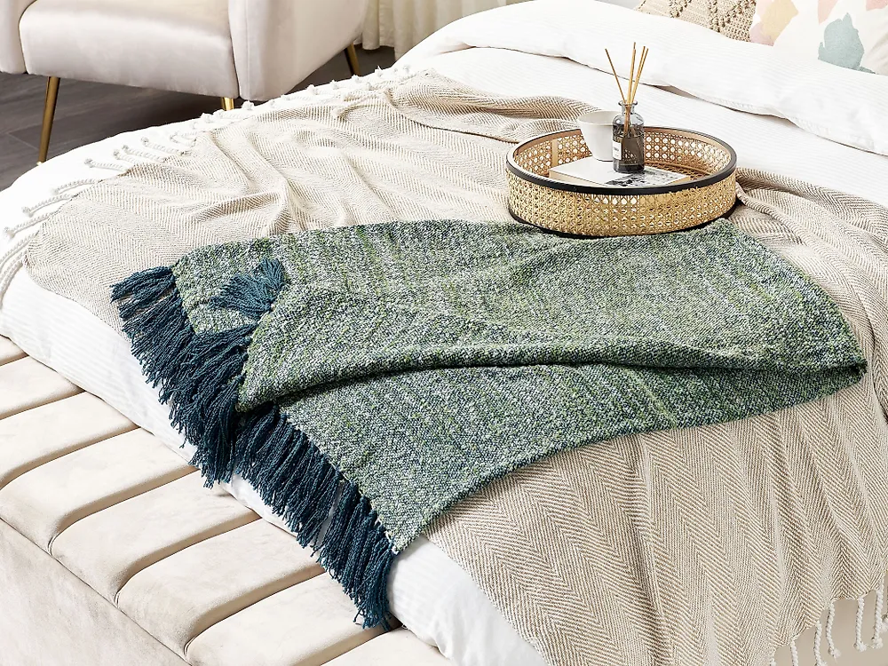 Kuscheldecke PAIRE Stoff 130 x 170 cm Blaugrün_1178373