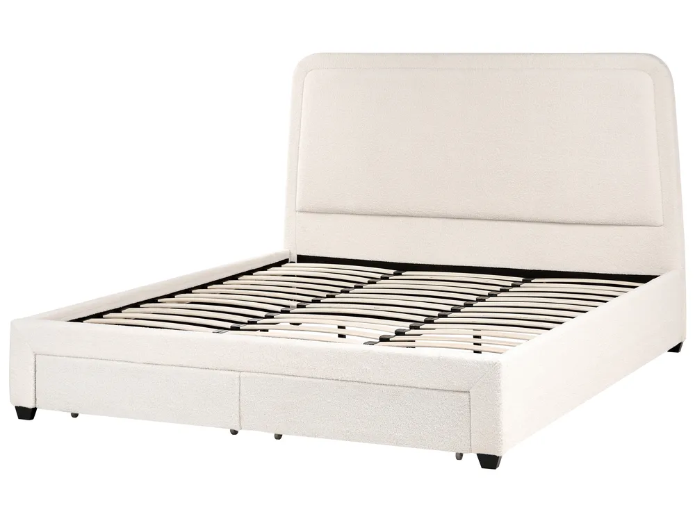 Bed with Storage Drawers SARDENT Boucle Off-White 180 x 200 cm (EU Super King)_1009201