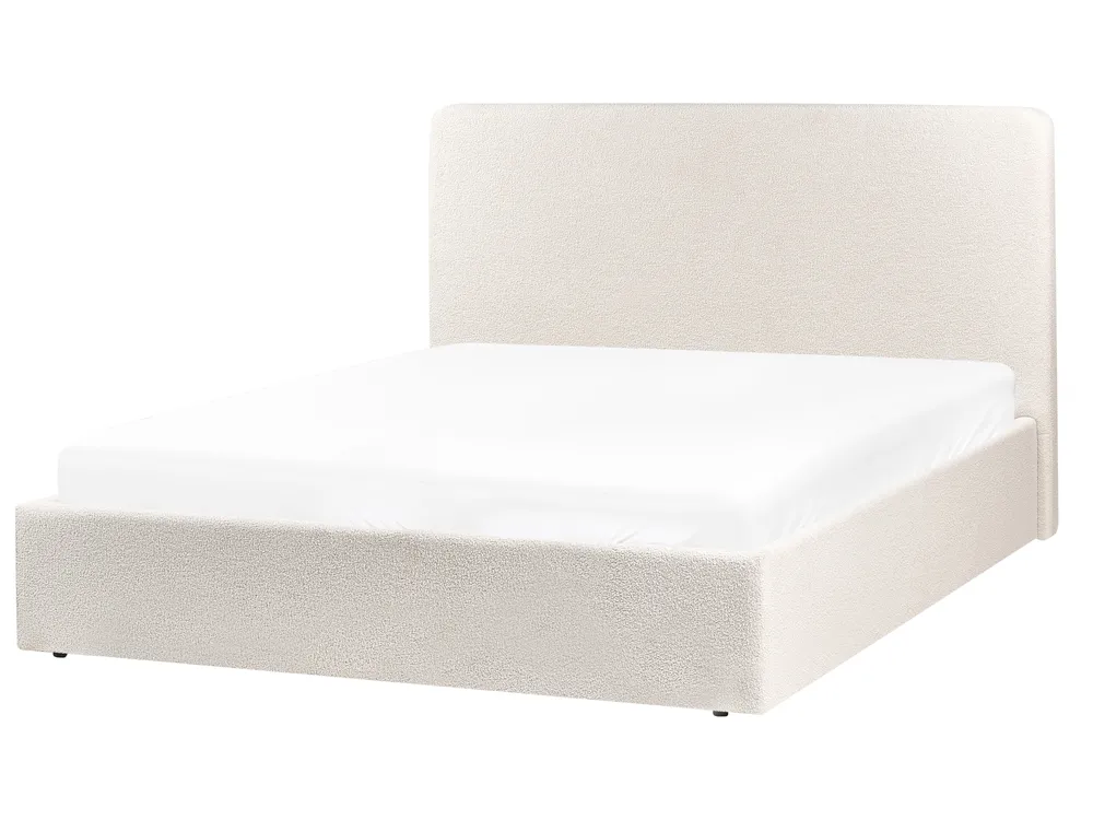 Bett mit Stauraum BRENON Bouclé Cremeweiß 160 x 200 cm_979253