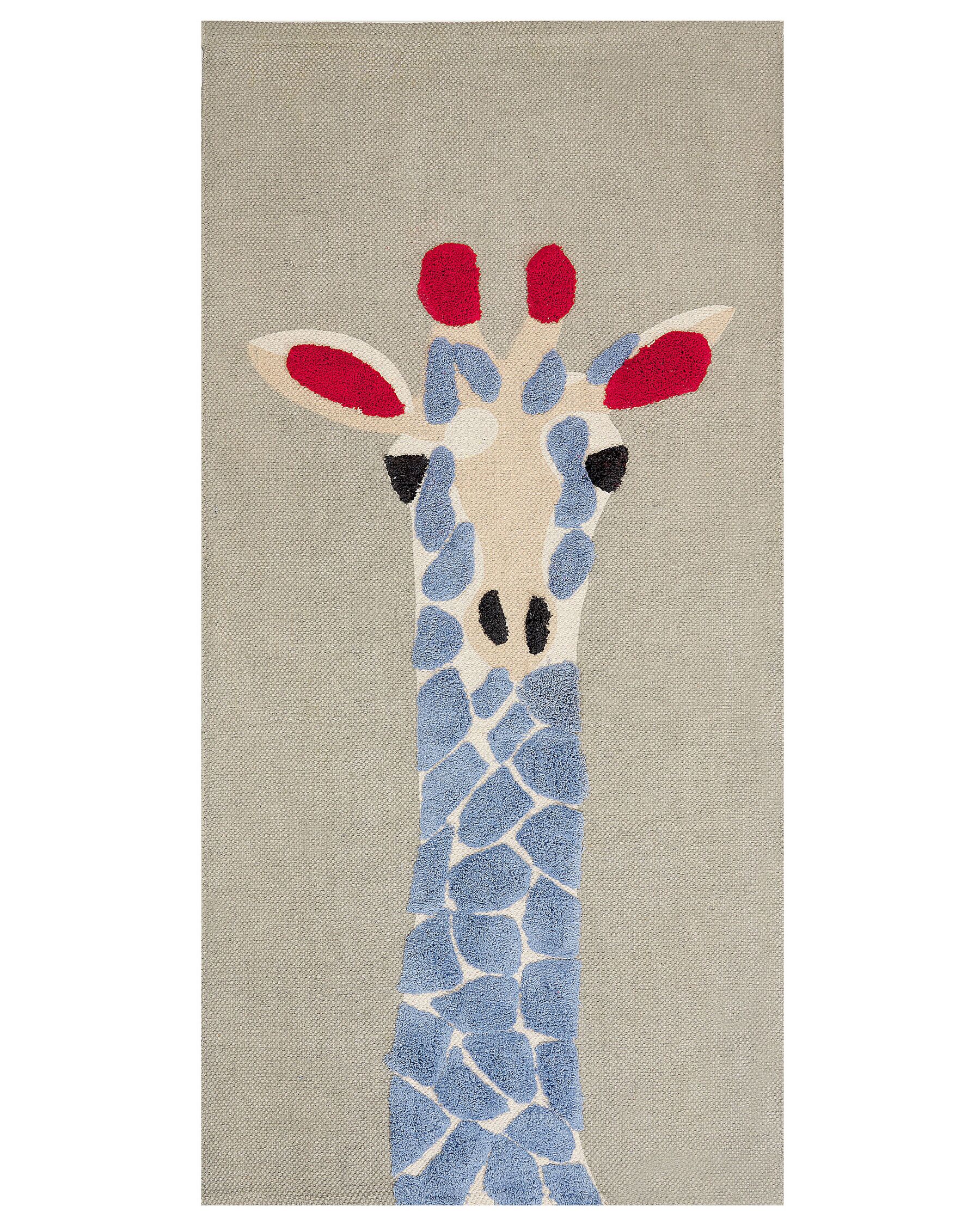 Barnmatta i bomull med girafftryck 80 x 150 cm flerfärgad SAKUBO_866587