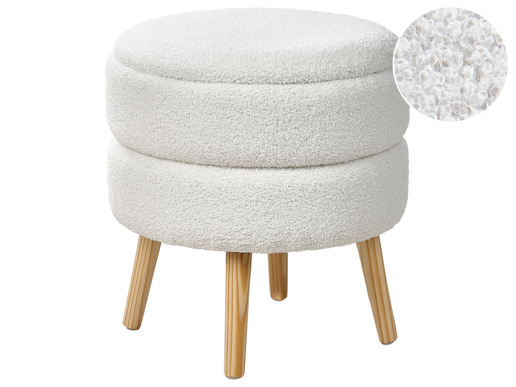 Storage Stool Boucle White OKATON_937606