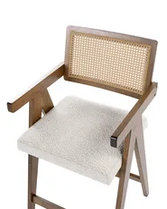 Set of 2 Bar Chairs AVA Wood Brown/ Light Beige_1060609