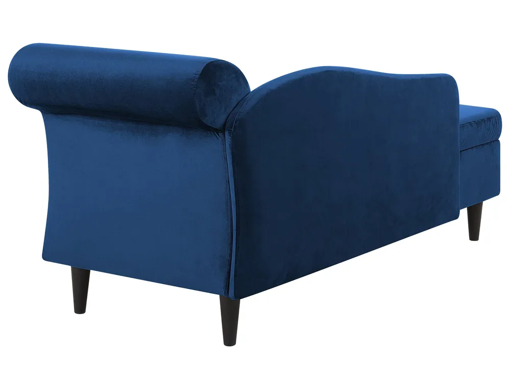 Right-Hand Chaise Longue LUIRO with Storage Velvet Navy Blue_769588