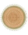 Round Jute Area Rug ⌀ 140 cm Beige and Green MARTS_869926