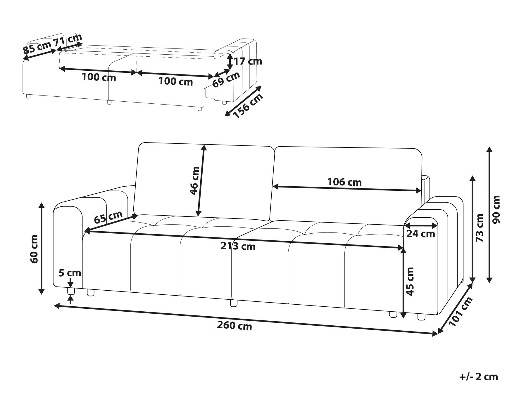 3 Seater Fabric Sofa Bed with Storage Brown INNVIK_965110